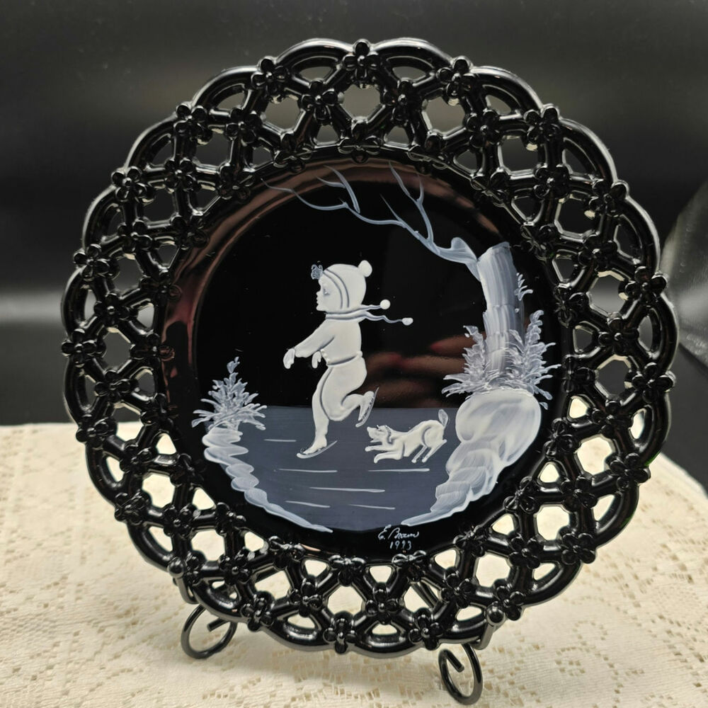 Vintage Westmoreland R. Brown Boy with Dog Decorative Plate Handpainted